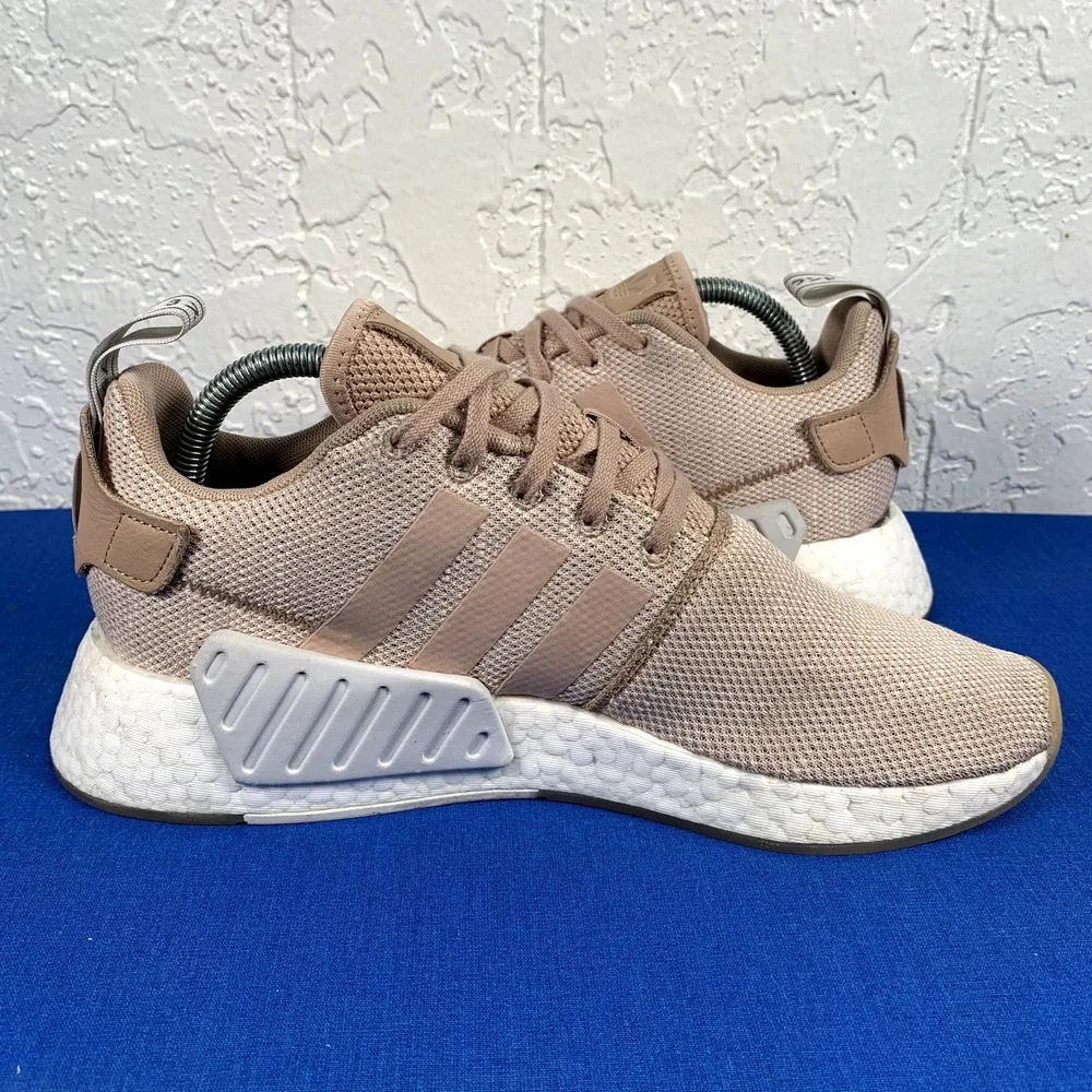 Adidas NMD R2 Boost Womens Running Shoes Tan Beige Sneakers AQ0197 Size 10